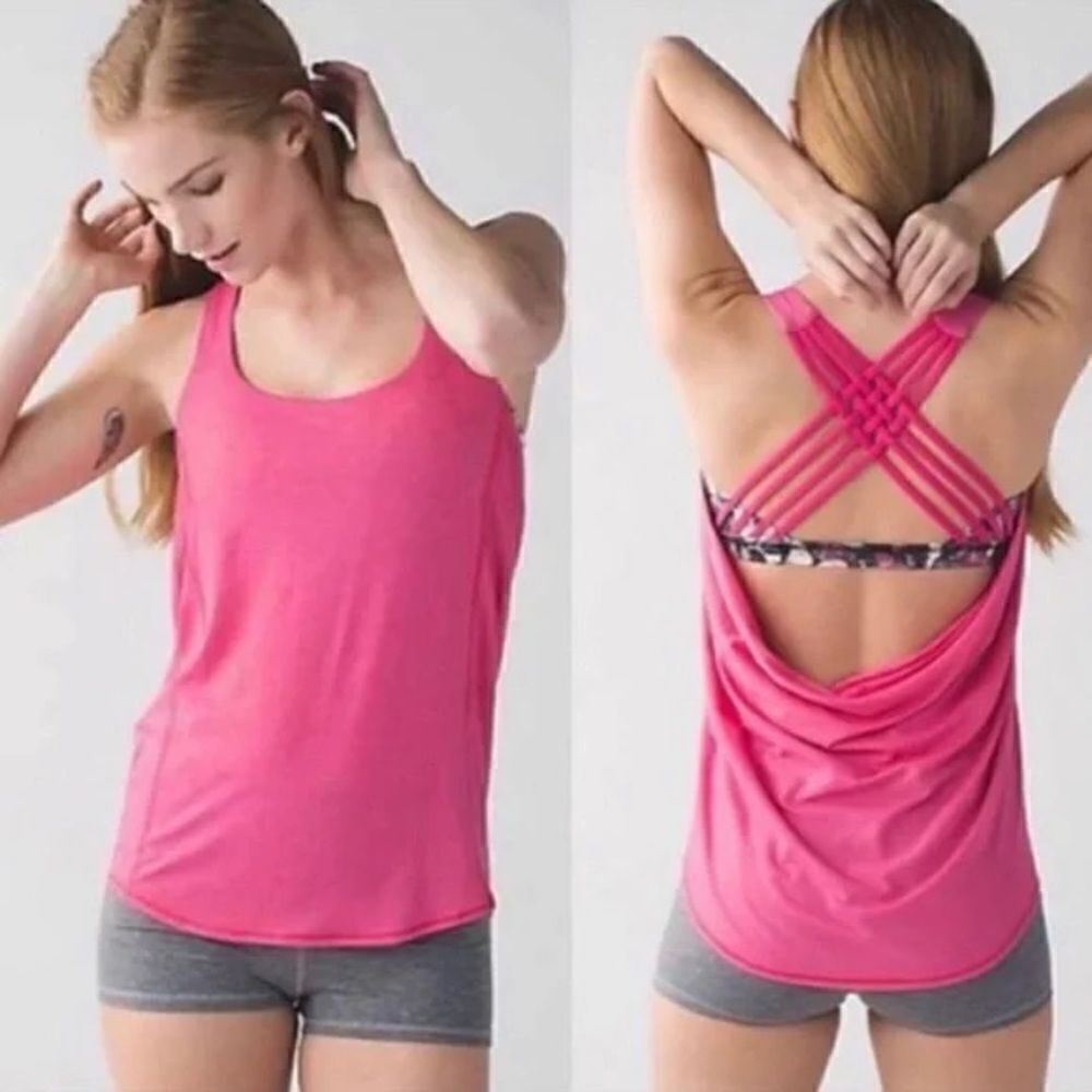 Lululemon‎ Free to be Wild Hot Pink Butterfly Tank size 6